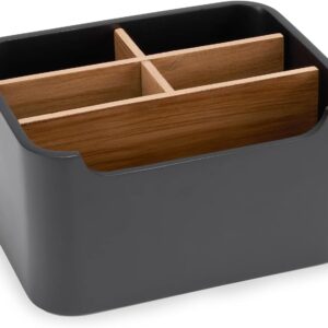 Stylish Desk Organizer and Remote Holder in Black - Keep Your Workspace Tidy and Organized with Multi-Purpose Storage
