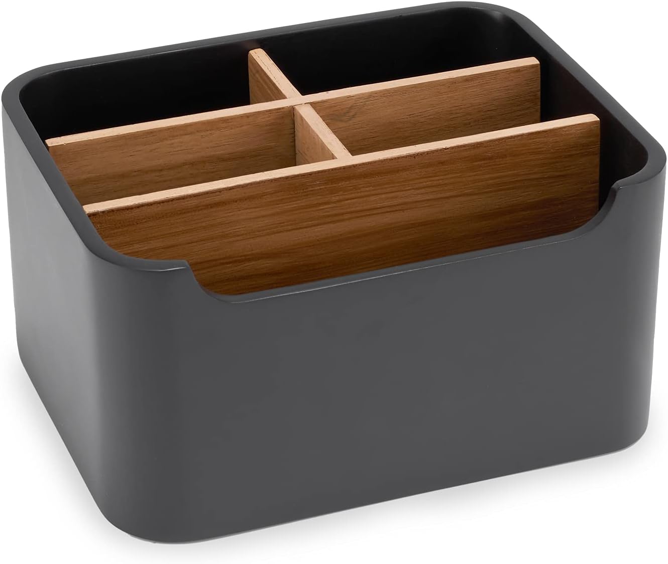 Stylish Desk Organizer and Remote Holder in Black - Keep Your Workspace Tidy and Organized with Multi-Purpose Storage