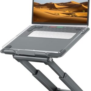 Telescopic Laptop Stand for Desk with 360° Swivel Base, Sit to Stand, Height Adjustable, Portable Riser Holder for Good Posture, Compatible with  Pro, All Laptops 10-17"-Gray