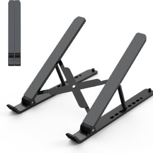 Laptop Stand for Desk, Adjustable Laptop Riser ABS+Silicone Foldable Portable Notebook Holder, Ventilated Cooling Notebook Mount Computer Stand for 10-15.6” Laptops,Tablets-Black