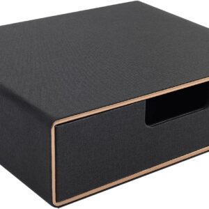 Stackable Organizer Drawer PU Leather Classic Handmade,Organize Home Office Desk Accessories and Sort Letter-Size Paper/a4 Document,Desk Caddy with Drawers Storage Box ,13.1x10x3.7inches,Black
